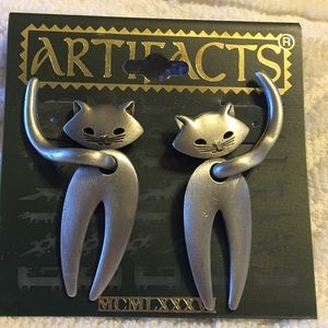 Vintage JJ cat earrings